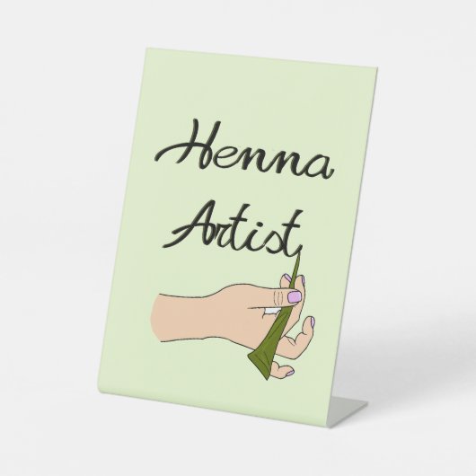 Henna Artist met Henna Cone Reclamebord Met Voetstuk (Voorkant)