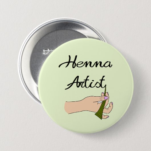Henna Artist met Henna Cone Ronde Button 7,6 Cm (Voorkant /achterkant)