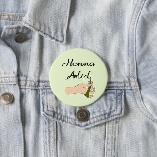 Henna Artist met Henna Cone Ronde Button 7,6 Cm