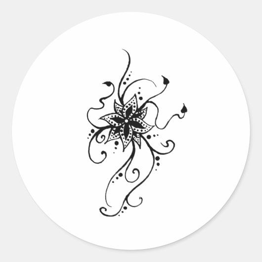 Henna Bloem in Vines Ronde Sticker (Voorkant)