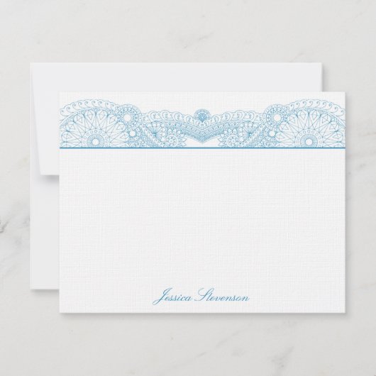 Henna Custom Flat Note Card (blauw) Notitiekaartje (Voorkant)