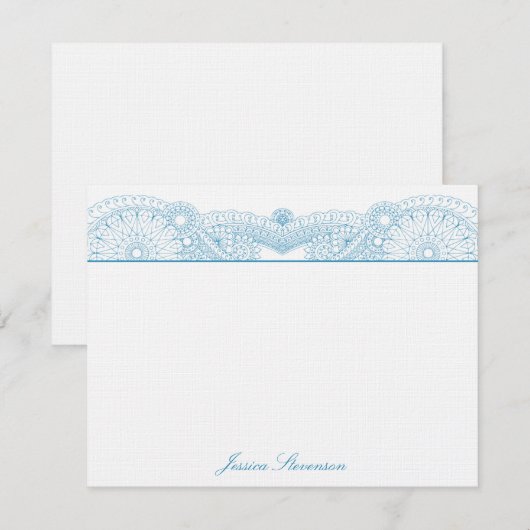 Henna Custom Flat Note Card (blauw) Notitiekaartje (Voorkant / Achterkant)