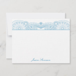 Henna Custom Flat Note Card (blauw) Notitiekaartje