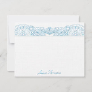 Henna Custom Flat Note Card (blauw) Notitiekaartje