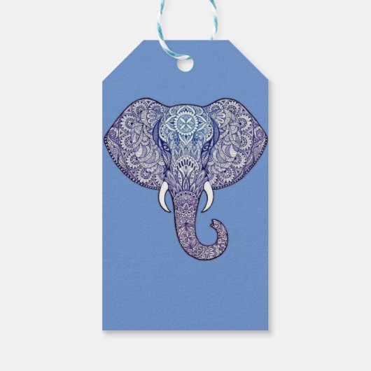 Henna Elephant Art Cadeaulabel (Achterkant)