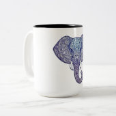 Henna Elephant Art-ontwerp Tweekleurige Koffiemok (Voorkant links)