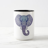 Henna Elephant Art-ontwerp Tweekleurige Koffiemok (Center)