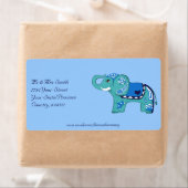 Henna Elephant (blauw/lichtblauw) Etiket (Insitu)