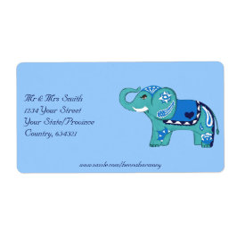 Henna Elephant (blauw/lichtblauw) Etiket