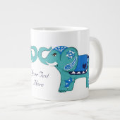 Henna Elephant (blauw/lichtblauw) Grote Koffiekop (Voorkant rechts)