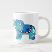 Henna Elephant (blauw/lichtblauw) Grote Koffiekop (Rechts)
