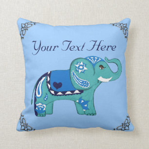 Henna Elephant (blauw/lichtblauw) Kussen
