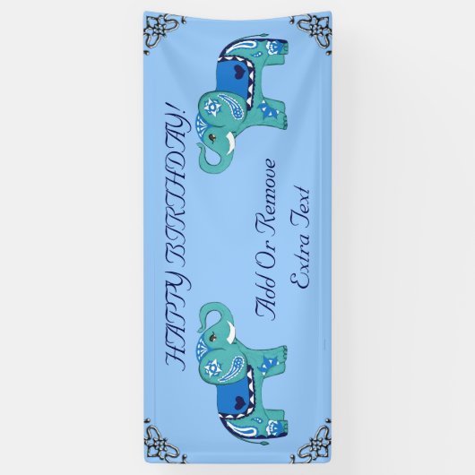 Henna Elephant (blauw/lichtblauw) Spandoek (Verticaal)