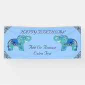 Henna Elephant (blauw/lichtblauw) Spandoek (Horizontaal)
