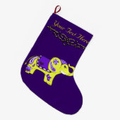 Henna Elephant (geel/Paars) Grote Kerstsok (Voorkant (Hangend))