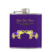 Henna Elephant (geel/Paars) Heupfles (Voorkant)
