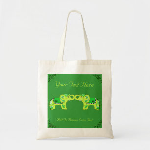 Henna Elephant (groen/kalkgroen) Tote Bag