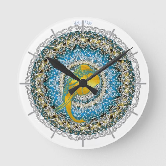 Henna Elephant Mandala Ganesha Mindfulness Clock Ronde Klok (Voorkant)