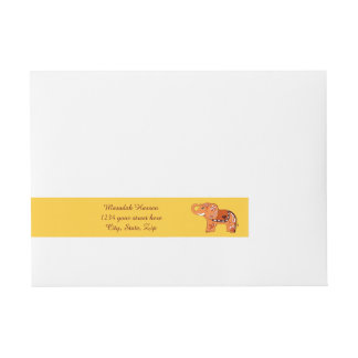 Henna Elephant (Oranje/rood) Adreslabel Wikkel