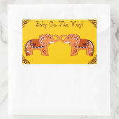 Henna Elephant (Oranje/rood) (Baby shower) Rechthoekige Sticker (Tas)