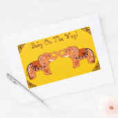 Henna Elephant (Oranje/rood) (Baby shower) Rechthoekige Sticker (Envelop)