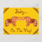Henna Elephant (Oranje/rood) (Baby shower) Uitnodiging Briefkaart (Voorkant)