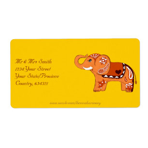 Henna Elephant (Oranje/rood) Etiket