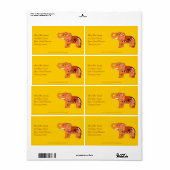 Henna Elephant (Oranje/rood) Etiket (Full Sheet)