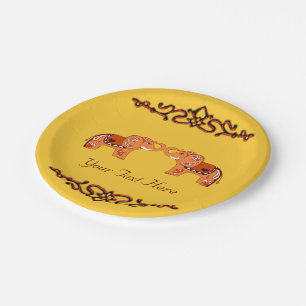 Henna Elephant (Oranje/rood) Papieren Bordje