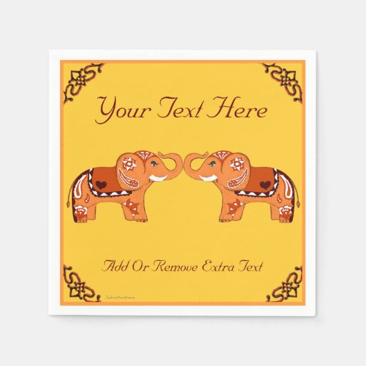Henna Elephant (Oranje/rood) Servetten (Voorkant)