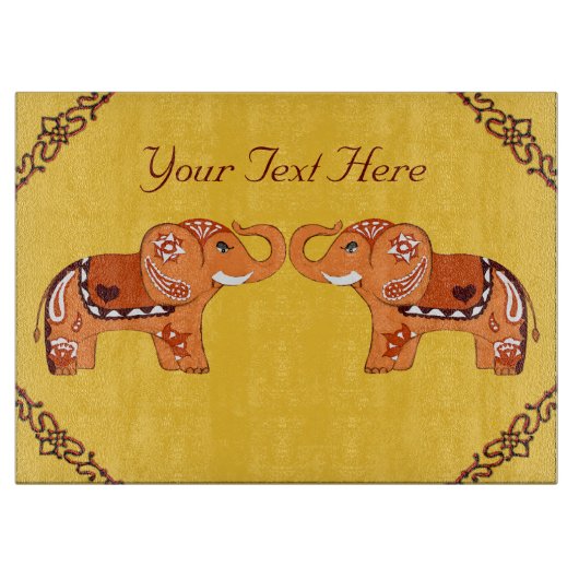 Henna Elephant (Oranje/rood) Snijplank (Voorkant)