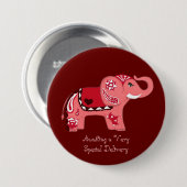 Henna Elephant (rood/roze) (Baby shower) Ronde Button 7,6 Cm (Voorkant /achterkant)
