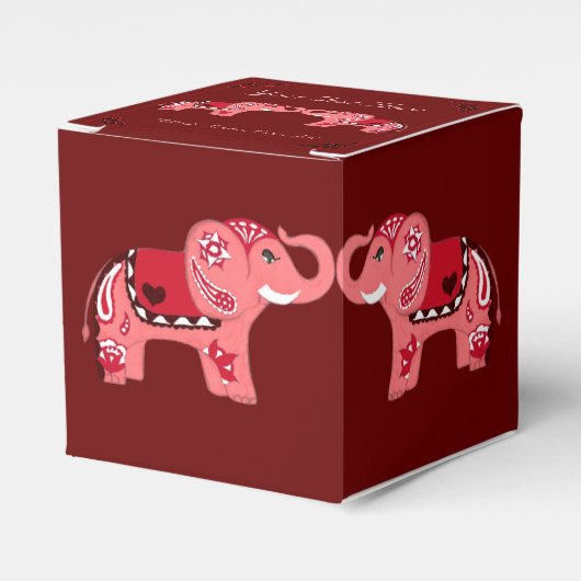 Henna Elephant (rood/roze) Bedankdoosjes (Voorkant Zijde)