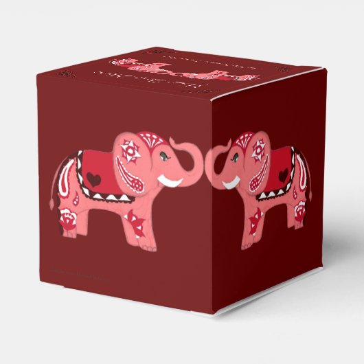 Henna Elephant (rood/roze) Bedankdoosjes (Achterkant)