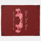 Henna Elephant (rood/roze) Fleece Deken (Voorkant (Horizontaal))