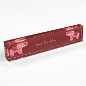 Henna Elephant (rood/roze) Naambordje