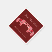 Henna Elephant (rood/roze) Servetten (Hoek)
