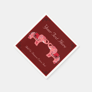 Henna Elephant (rood/roze) Servetten