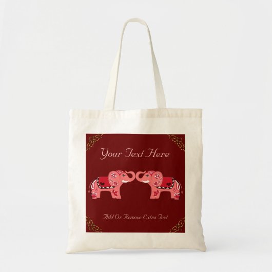 Henna Elephant (rood/roze) Tote Bag (Voorkant)