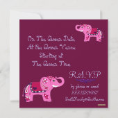 Henna Elephant (roze/Paars) (Baby shower) Kaart (Achterkant)