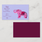 Henna Elephant (roze/Paars) (Baby shower) Visitekaartje (Voorkant / Achterkant)