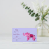 Henna Elephant (roze/Paars) (Baby shower) Visitekaartje (Staand voorkant)