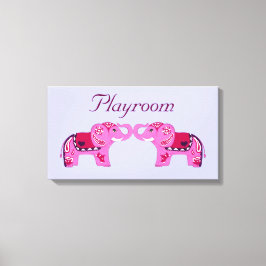 Henna Elephant (roze/Paars) Canvas Afdruk