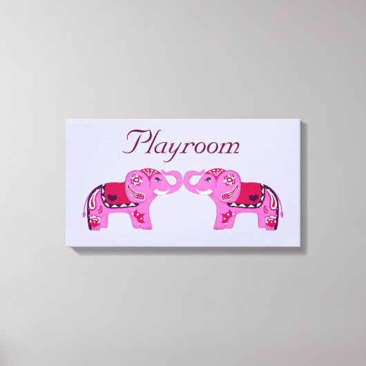 Henna Elephant (roze/Paars) Canvas Afdruk (Voorkant)