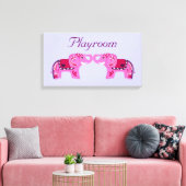 Henna Elephant (roze/Paars) Canvas Afdruk (Insitu (Woonkamer))
