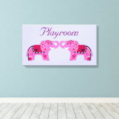 Henna Elephant (roze/Paars) Canvas Afdruk (Insitu (Houten vloer))