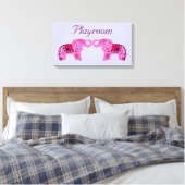Henna Elephant (roze/Paars) Canvas Afdruk (Insitu (Slaapkamer))