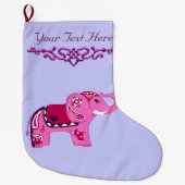 Henna Elephant (roze/Paars) Grote Kerstsok (Voorkant)