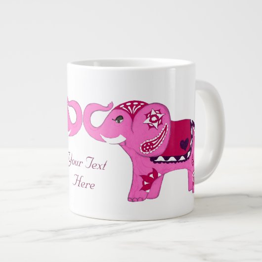 Henna Elephant (roze/Paars) Grote Koffiekop (Voorkant rechts)