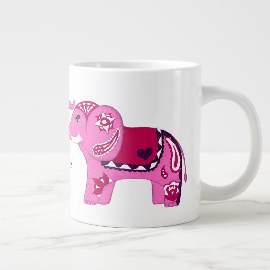Henna Elephant (roze/Paars) Grote Koffiekop (Rechts)